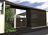 TOEXプラスGクローズ外構和風マツ庭園カーポートシンプルかっこいい2