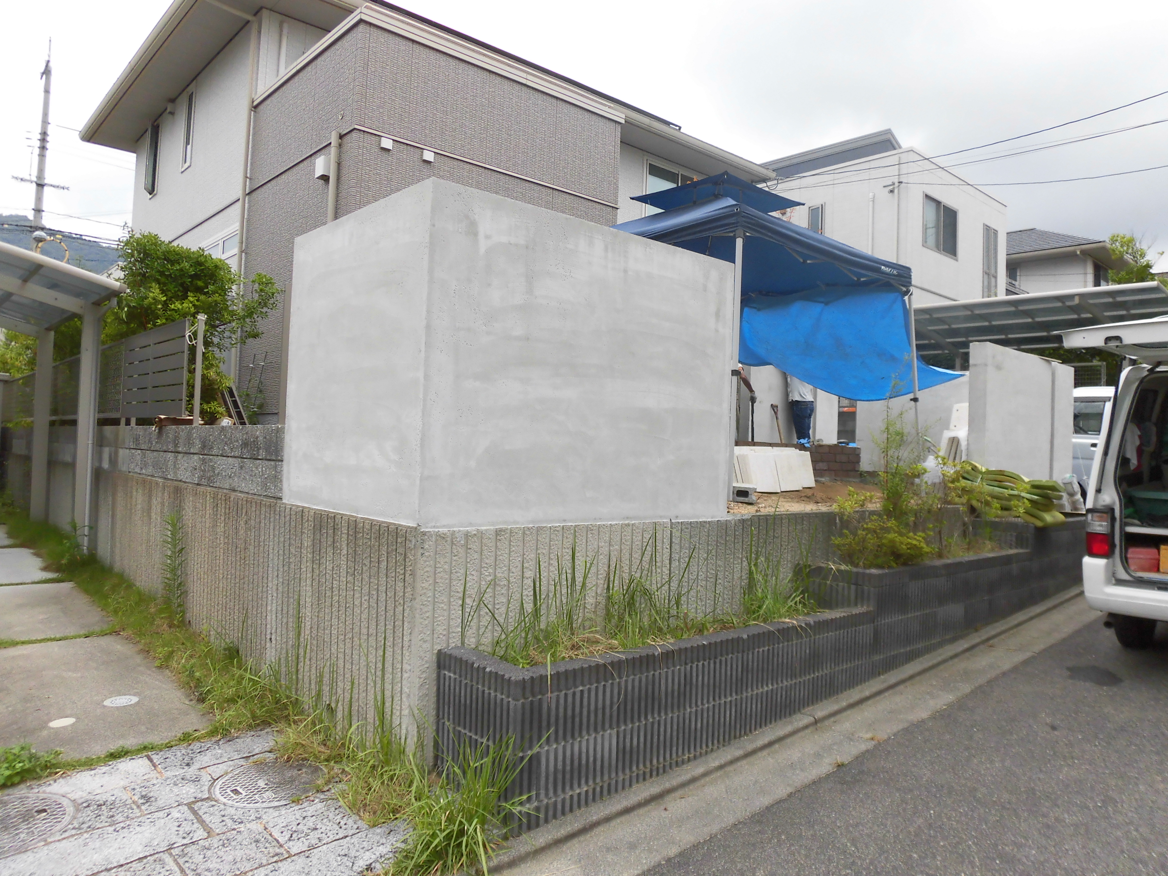 塀ができました。　広島市安芸区　Ｓ様邸　リフォーム工事