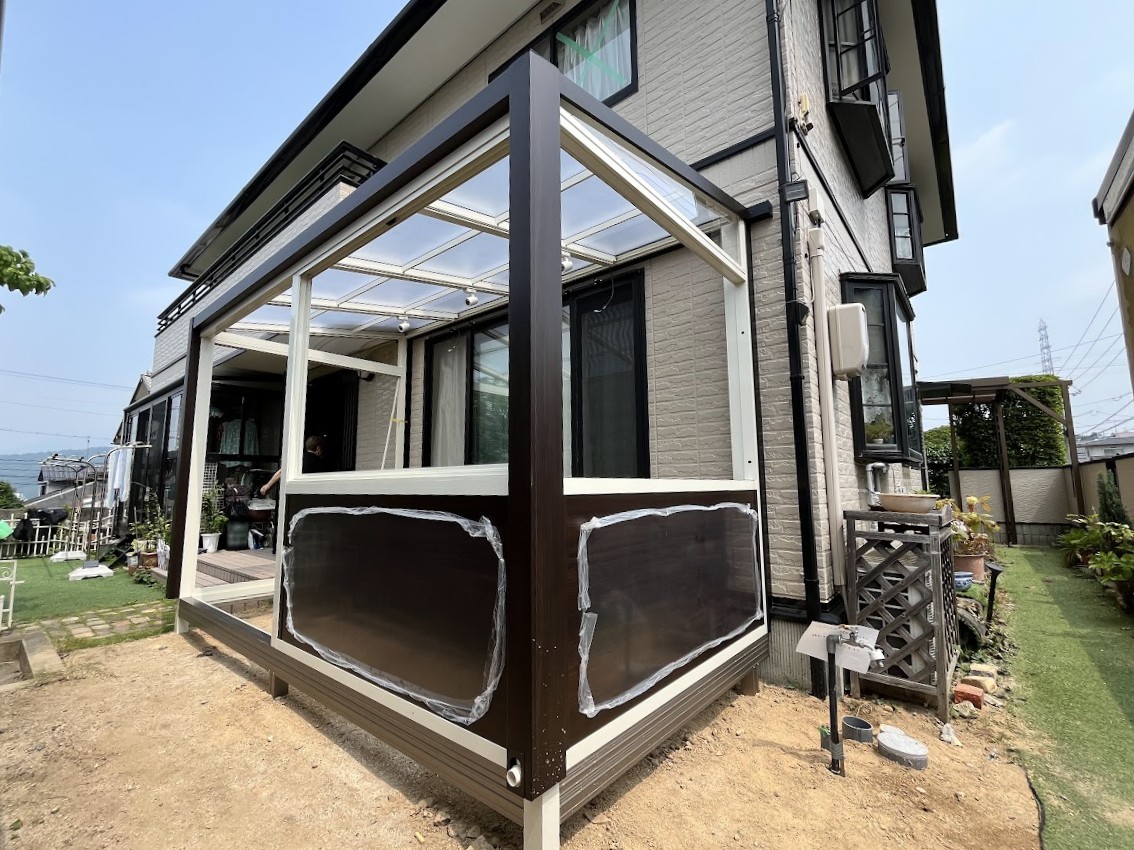 ガーデンルーム設置工事始まりました。　広島市佐伯区　M様邸　リフォーム工事